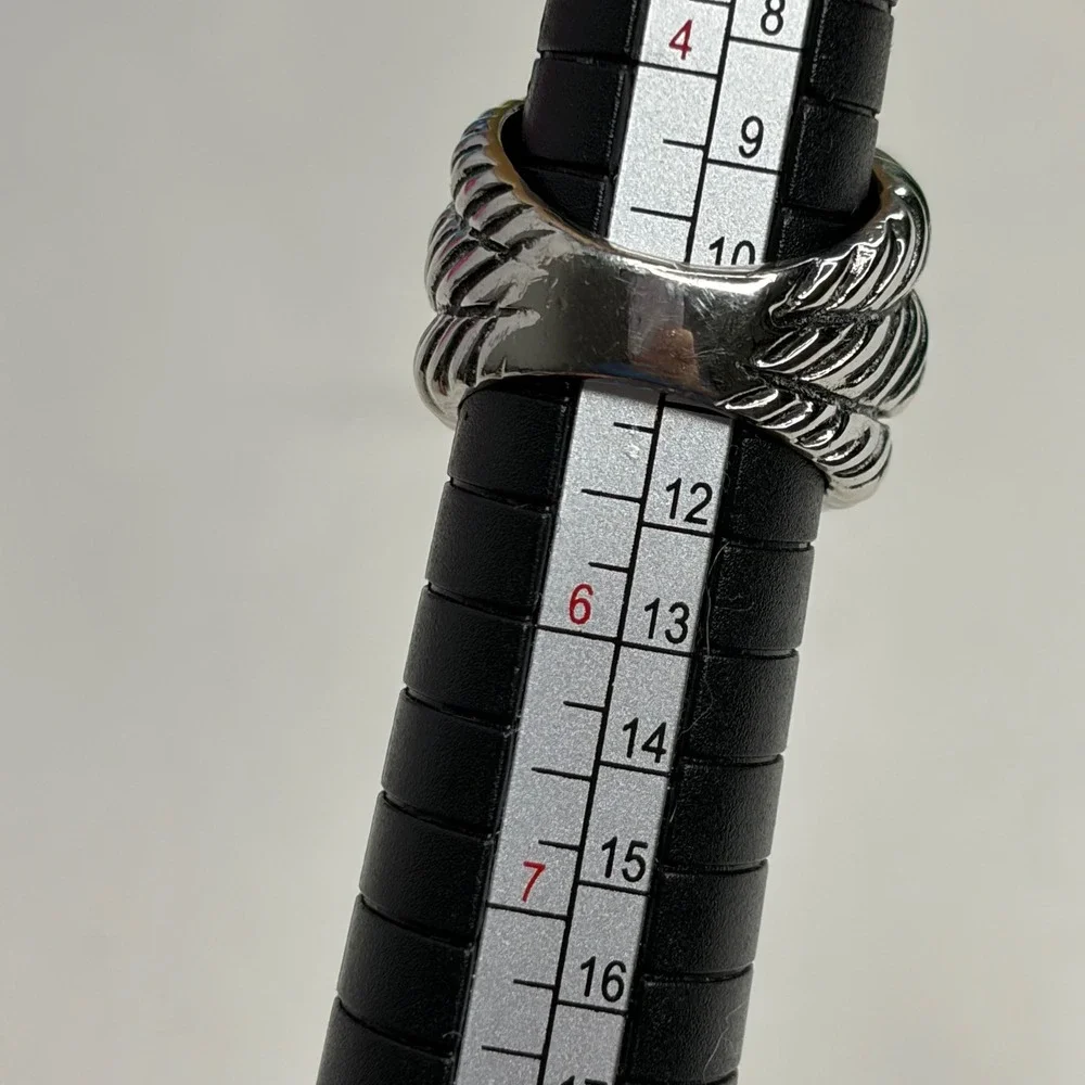 Vintage Chunky Two Tone Cable Ring Size 5 Y2K Grunge Punk Statement